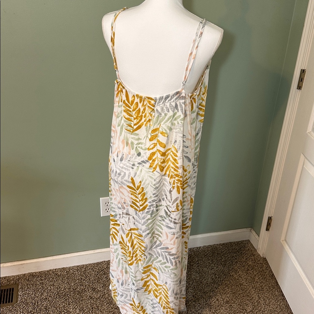 World Market Watercolor Leaf Celeste Chemise Dress L/Xl - Picture 2 of 4